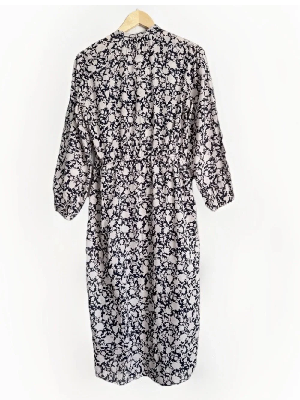 J.Crew Blue & White Tie-waist Voile Midi Dress Rose Vines Sz 6 Tall Cottagecore